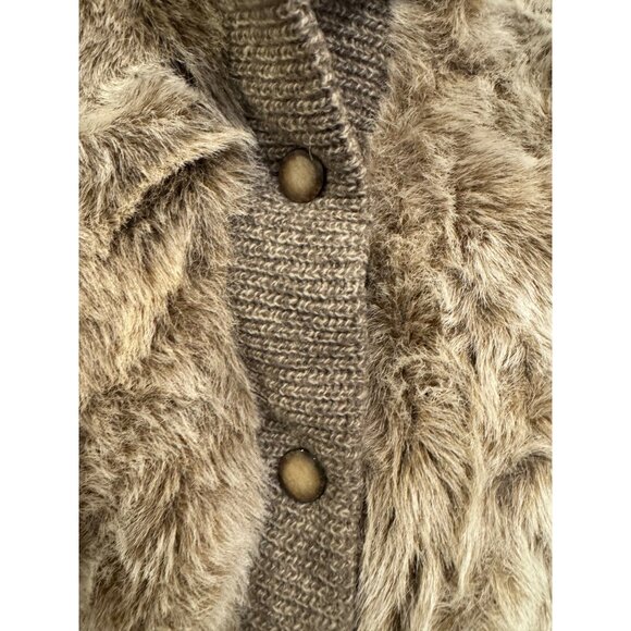 Vintage Monterey Fashions Faux Fur & Knit Womens Jacket Size 14 Tan Beige Made I - Picture 6 of 9
